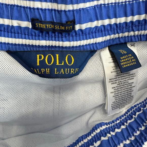 Polo Ralph Lauren Stretch Slim Fit Swim Trunk Iris Blue Stripe Preppy Coastal XL - Picture 12 of 14